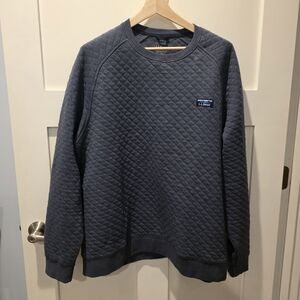 LL BEAN Quilted Crew neck Sweatshirt Mens 2XL Blue Logo Outdoor Casual Classic